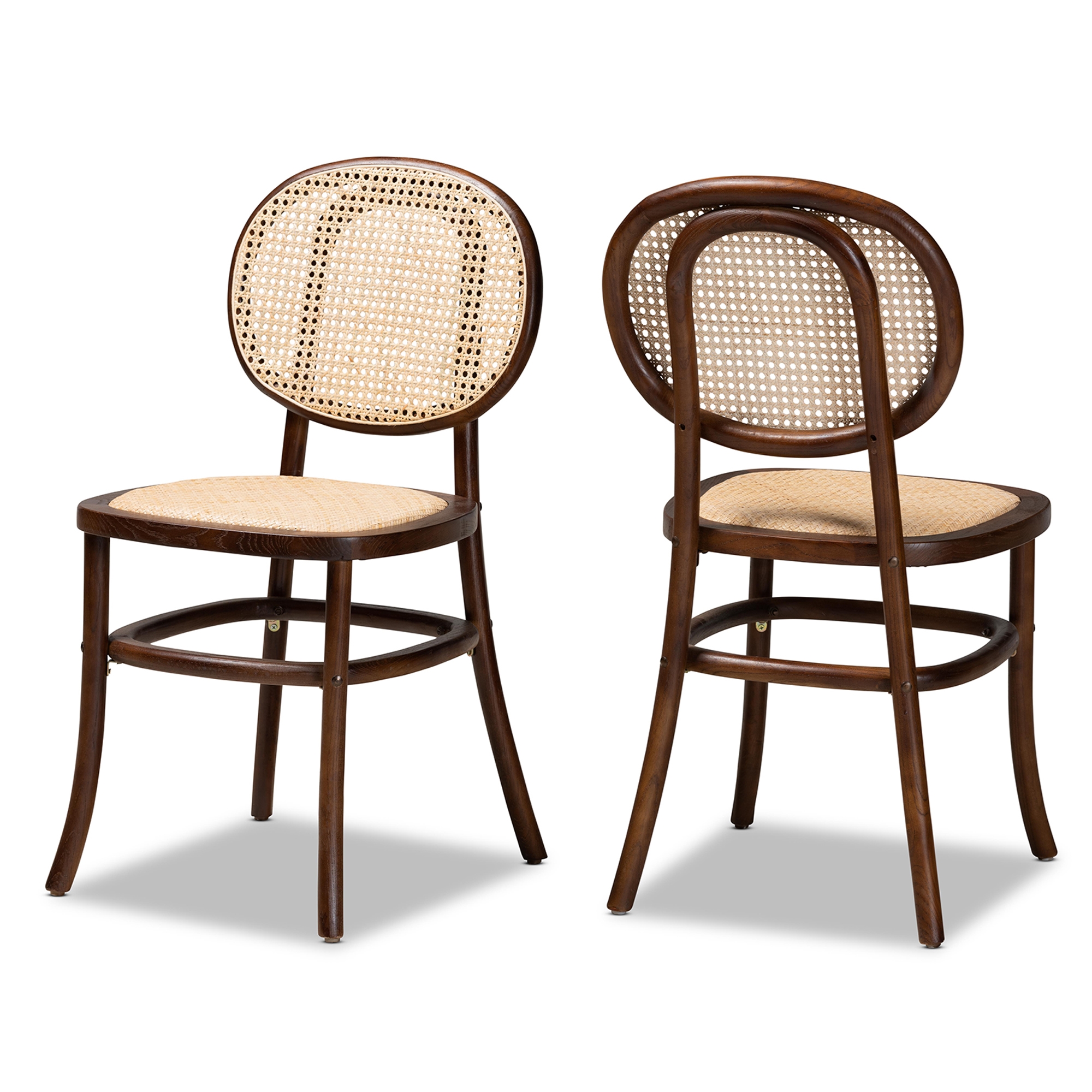 Walnut cane deals dining chairs